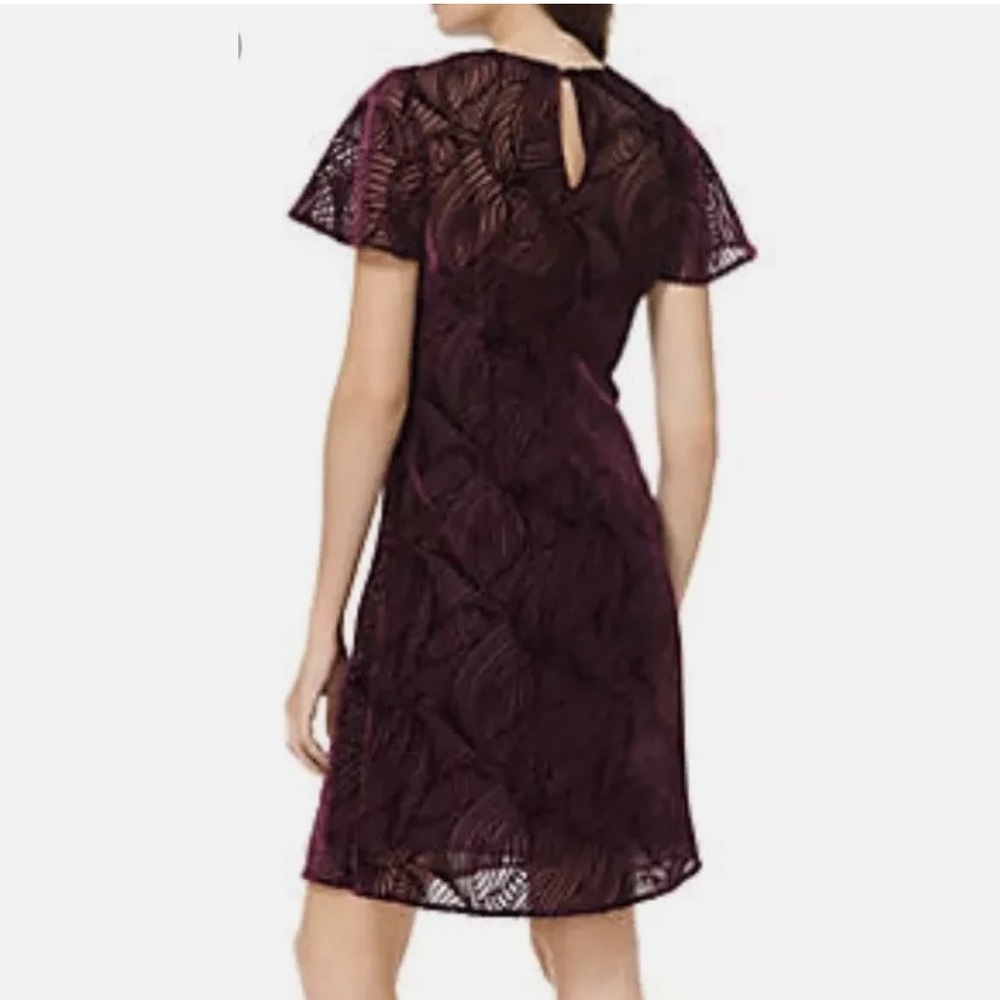 MICHAEL KORS Women's Cordovan Velvet Flocked Flutter-sleeve Shift Dress size 16 - Picture 3 of 16